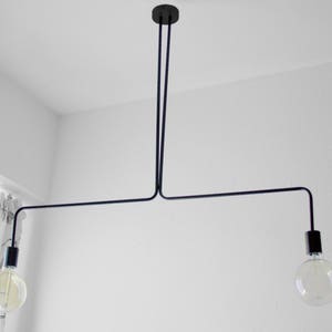 LILA - Large Black Geometric Pendant Ceiling Lamp with 2 Lights, Elegant and Modern Lighting Fixture