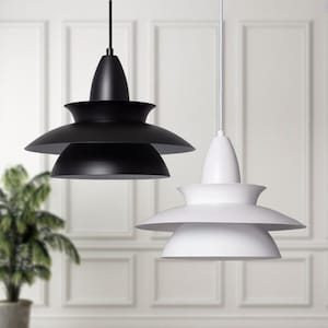 DANISH - Vintage Danish Pendant Lamp with Multi Layer Shade - Retro Lighting Fixture - Hanging Light