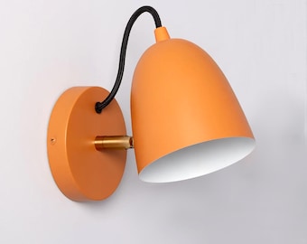 LORA - Modern Bedside Orange Wall lamp - Scandinavian Sconce for Reading - Retro light fixture