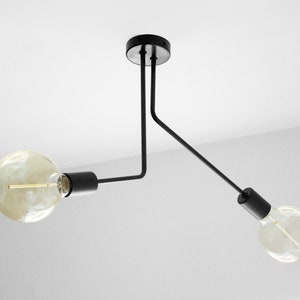 KIM - Modern Industrial two-light black chandelier lamp - Semi Flush Mount Lamp - Ceiling Light Fixture