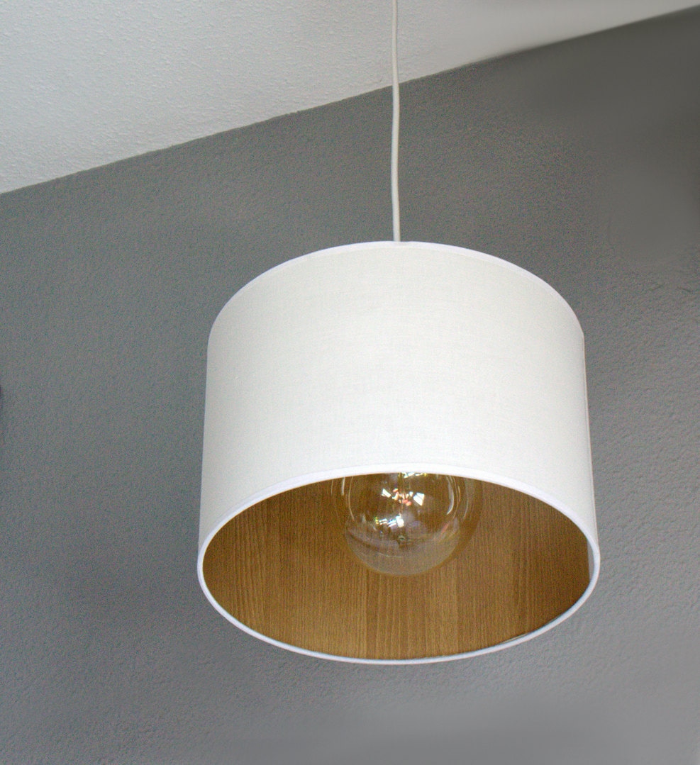 White Pendant Lampshade Wood Interior Elegant Lamp