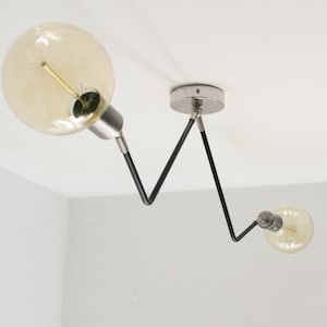 NIL - Mid Century Modern two-light ceiling lamp - Modern Semi Flush Chandelier 2 Bulb Mid Century Edison Industrial Hanging Light Lighting