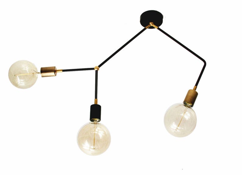 Edison Bulb Modern Vintage Sputnik 3 Arm Ceiling Flush Mount Mount Ceiling Light Fixture Chandeliers Pendant Lights Home Living