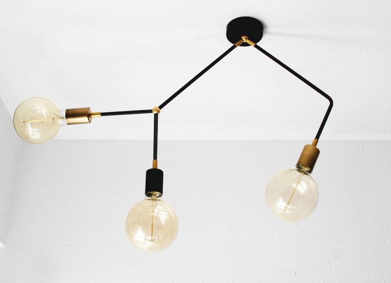 Modern Vintage Sputnik 3 Arm Ceiling Flush Mount Modern Vintage Sputnik 3 Arm Ceiling Flush Mount Light Fixture
