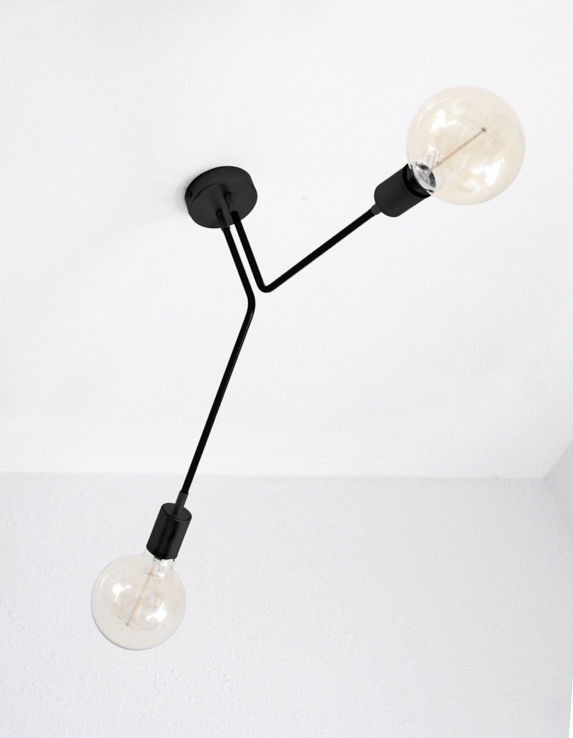 Brass Mid Century 2 Arm Ceiling Semi Flush Mount Wall