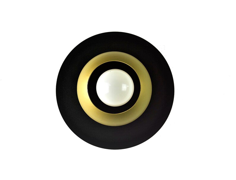BALL Elegant Gold Ball Wall Lamp with Disk Black Shade Contemporary Home Decor image 1