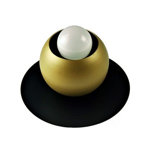 BALL Elegant Gold Ball Wall Lamp with Disk Black Shade Contemporary Home Decor image 4