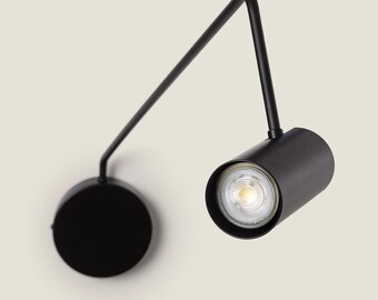 Kinkiet ścienny GEMMA Black Metal Adjustable – Industrial Spotlight
