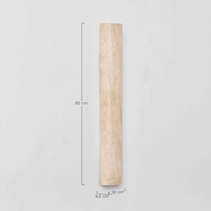 May include: A beige, rectangular decorative pillar, 60 cm tall and 8.5 cm by 10 cm wide. The pillar has a textured surface and is set against a plain white background. The pillar is made of a natural material.