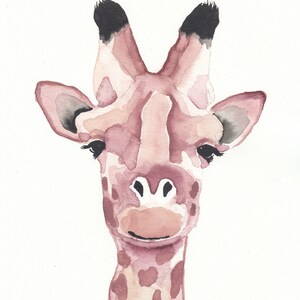 Giraffe Watercolor Painting Nursery Child Wall Art