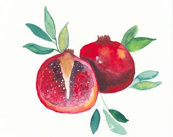 Pomegranate Fruit Watercolor Painting