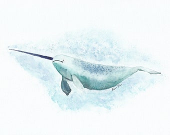 Narwhal Watercolor Painting