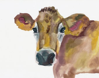 Daisy the Jersey Cow Watercolor Animal Wall Decoration