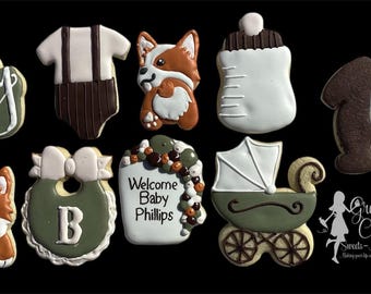 Baby Shower Sugar Cookies Welsh Corgi Dogs