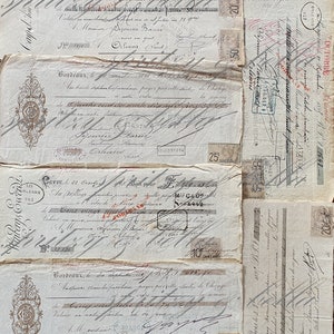 6 Vintage French Cheques,1800s Ephemera,digital Download,french Bank ...
