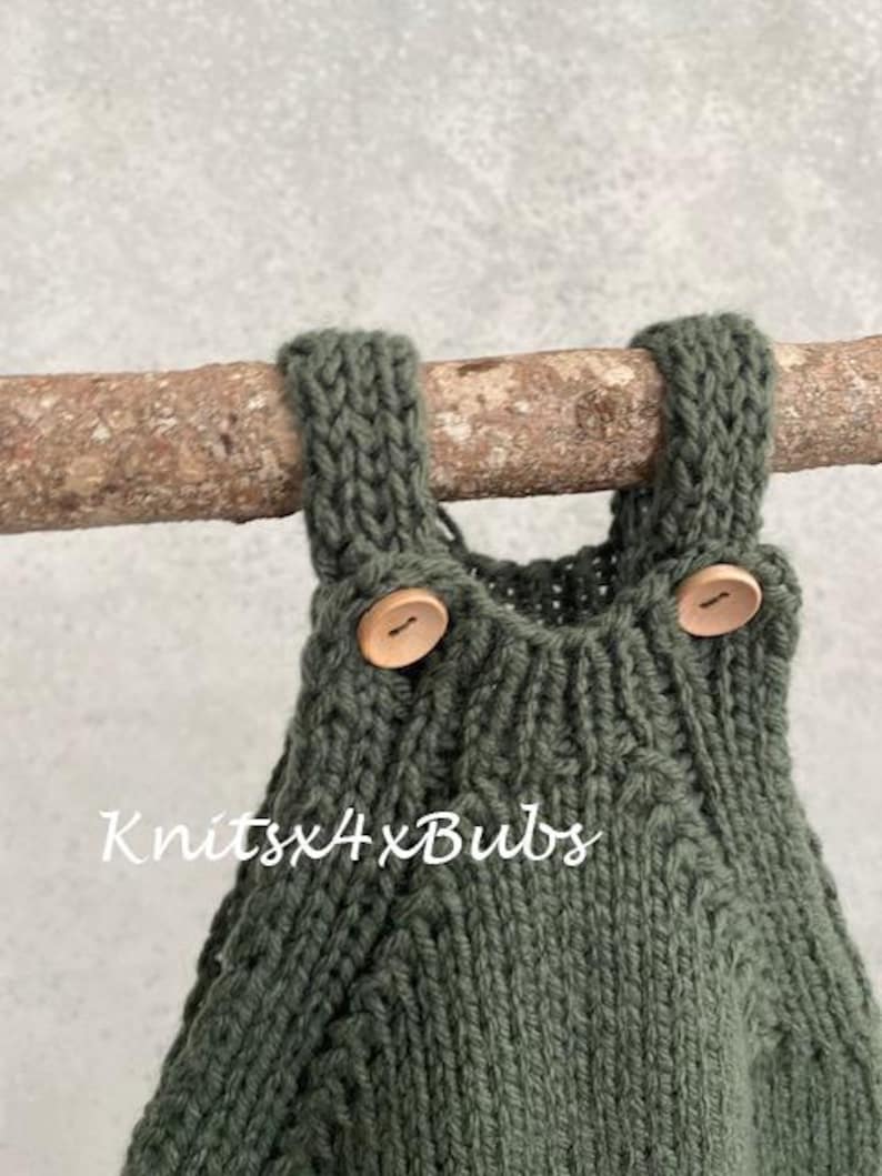 Sydney Overalls Baby Romper Knitting Pattern / Newborn, 0-3, 3-6, 6-9 ...