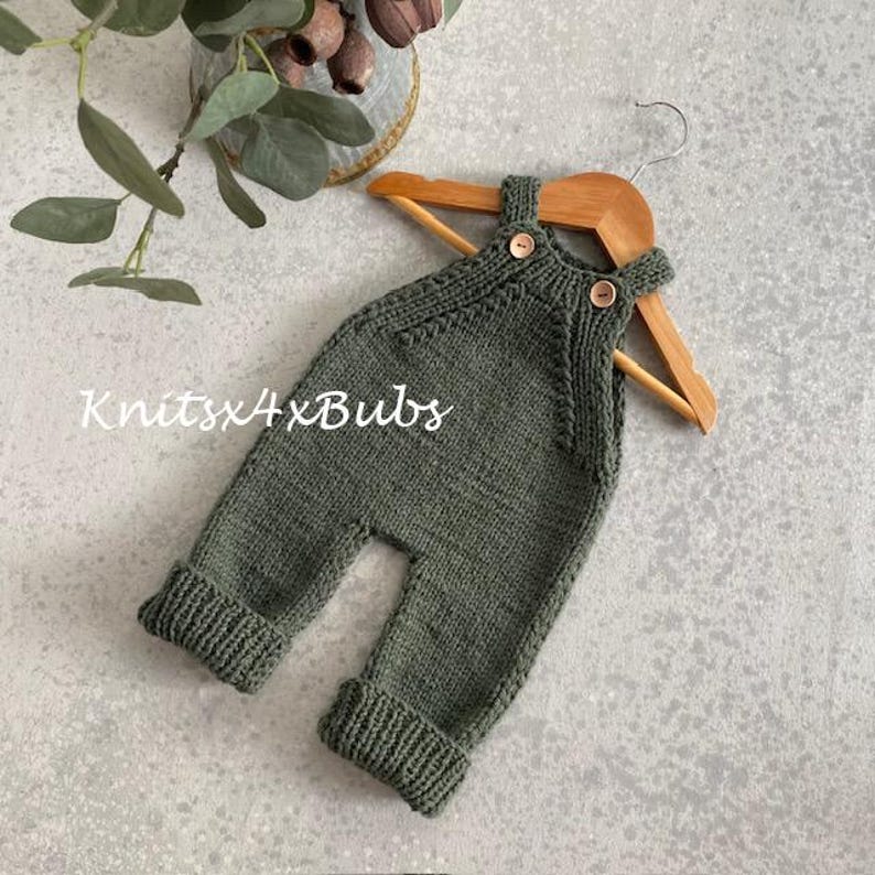 Sydney Overalls Baby Romper Knitting Pattern / Newborn, 0-3, 3-6, 6-9 ...