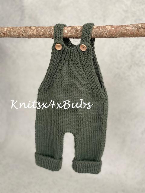 Sydney Overalls Baby Romper Knitting Pattern / Newborn, 0-3, 3-6, 6-9 ...