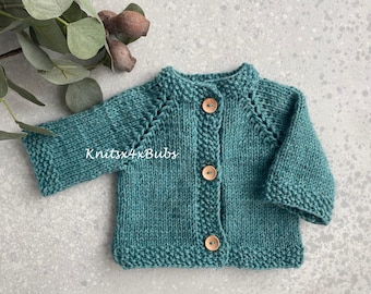 Cozy Cardigan Baby Knitting Pattern PDF Easy Top Down Flat Knit for Beginners, newborn, 3, 6, 9, 12, 18, 24 months instant Download English