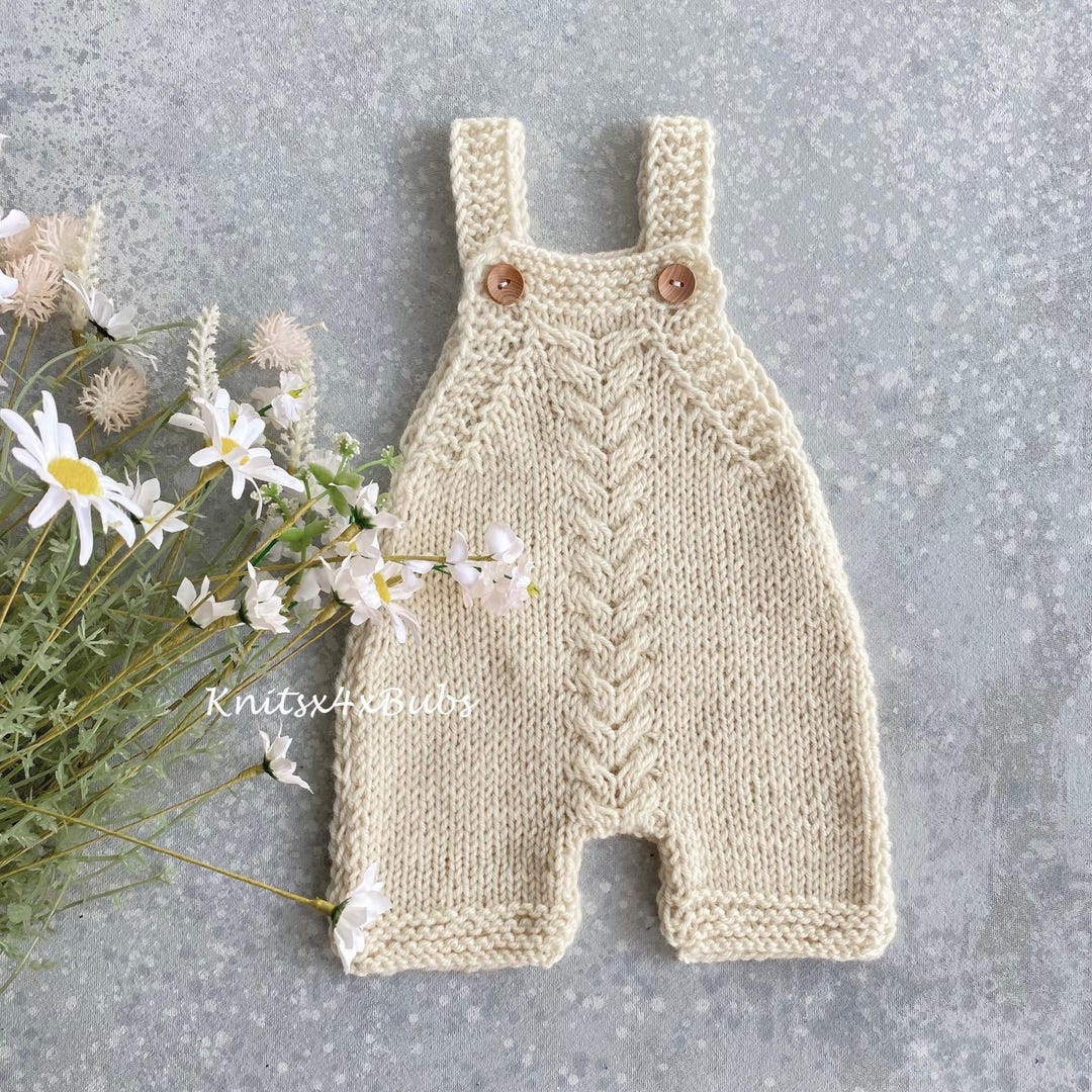Knitting Pattern Jervis Romper Overalls Boy Girl Baby Newborn, 0-3, 3-6 ...