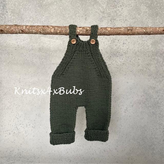 Sydney Overalls Baby Romper Knitting Pattern / Newborn, 0-3, 3-6, 6-9 ...