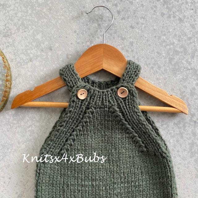Sydney Overalls Baby Romper Knitting Pattern / Newborn, 0-3, 3-6, 6-9 ...