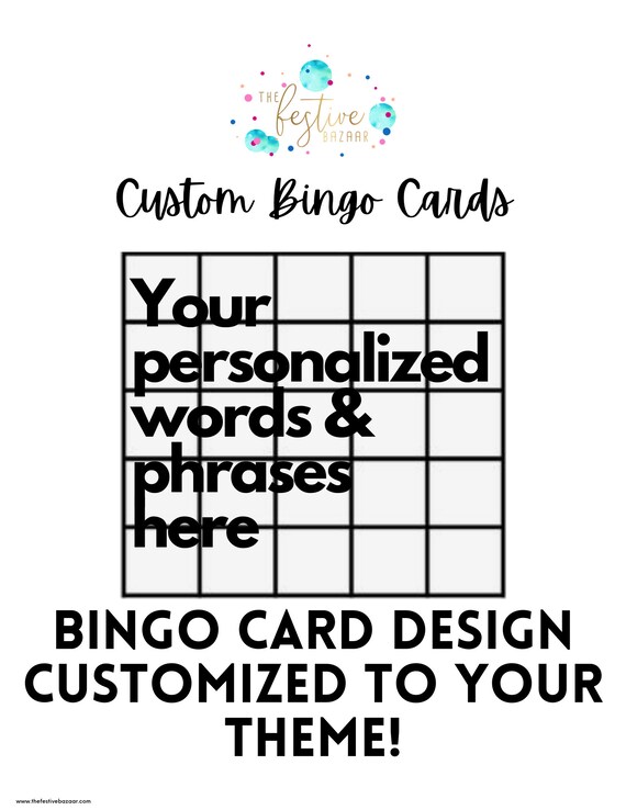 Custom Bingo Cards for Any Occasion Printable Etsy