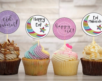 Happy Eid, Eid Mubarak Cupcake Toppers, Favor Tags Digital Download