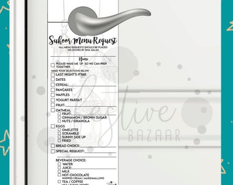 Customizable Suhoor Menu Request Door Hanger Digital Download