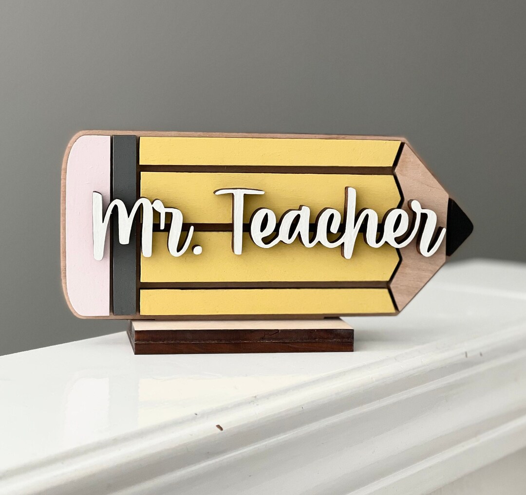 Teacher Name Plaque Teacher Appreciation Gift Pencil Name Etsy