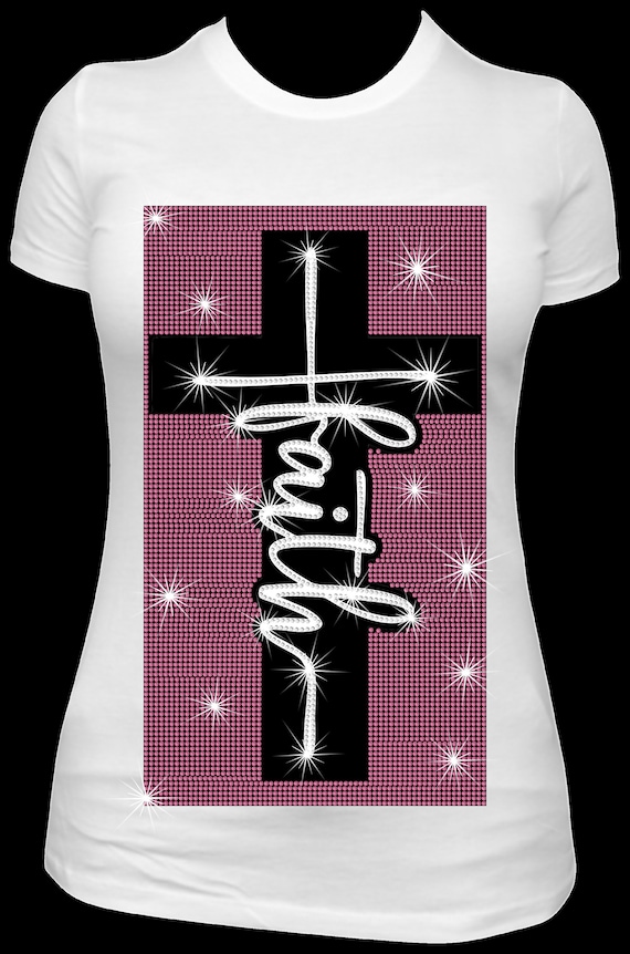 FAITH SCRIPT CROSS  ss10 Rhinestone Template, Sublimation, Digital Download, SvG, EpS, PnG, JpG, Cricut, Silhouette File