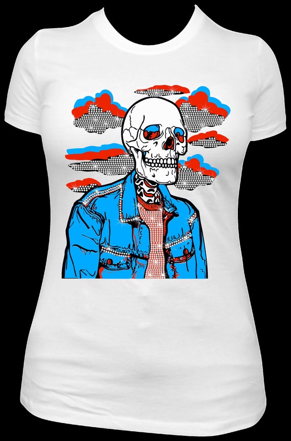 SKULL WITH CLOUDS Small ss10 Rhinestone Template, Digital Download, Sublimation, EpS, PnG, JpG, Cricut File