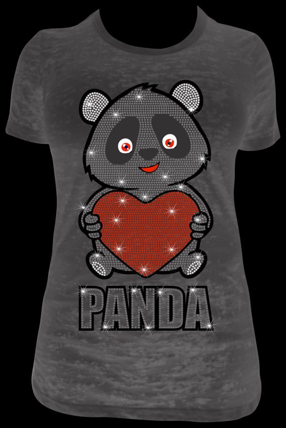 PANDA WITH HEART Ss10 Rhinestone Template, HtV, Sublimation, Digital Download, SvG, EpS, PnG, JpG, Cricut, Silhouette File
