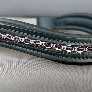Purple & Silver Black Dressage Browband
