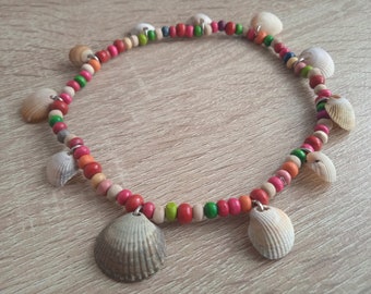 Colorful Wooden Bead and Natural Shell Anklets / Bracelets