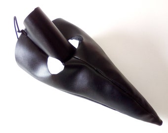 Black Faux Leather Plague Doctor Bird Mask