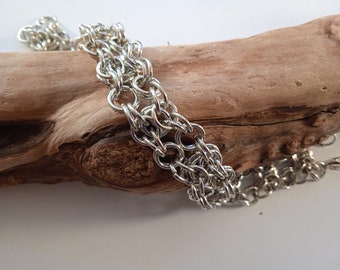 Complex Silver Chain Mail Bracelet