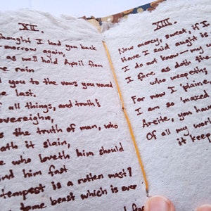 Handmade Poetry Book Elizabeth Barrett Browning's The Complaint of Annelida to False Arcite Hand-Written on Handmade Paper in Hand-Bound image 3