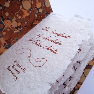 Handmade Poetry Book Elizabeth Barrett Browning's The Complaint of Annelida to False Arcite Hand-Written on Handmade Paper in Hand-Bound image 2