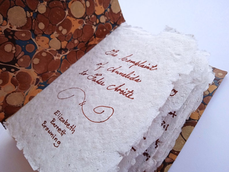 Handmade Poetry Book Elizabeth Barrett Browning's The Complaint of Annelida to False Arcite Hand-Written on Handmade Paper in Hand-Bound image 2