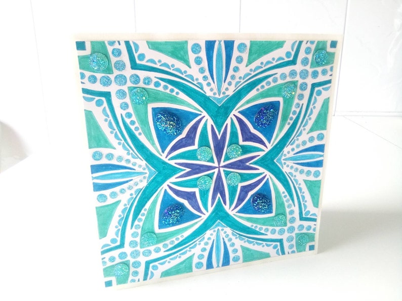 Set of Four Super Fancy Large Square Greeting Cards with Jewels and Glitter