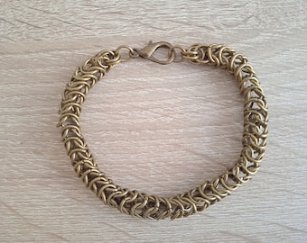 Chain Mail Bracelet for Men in Antique Bronze, Byzantine Weave