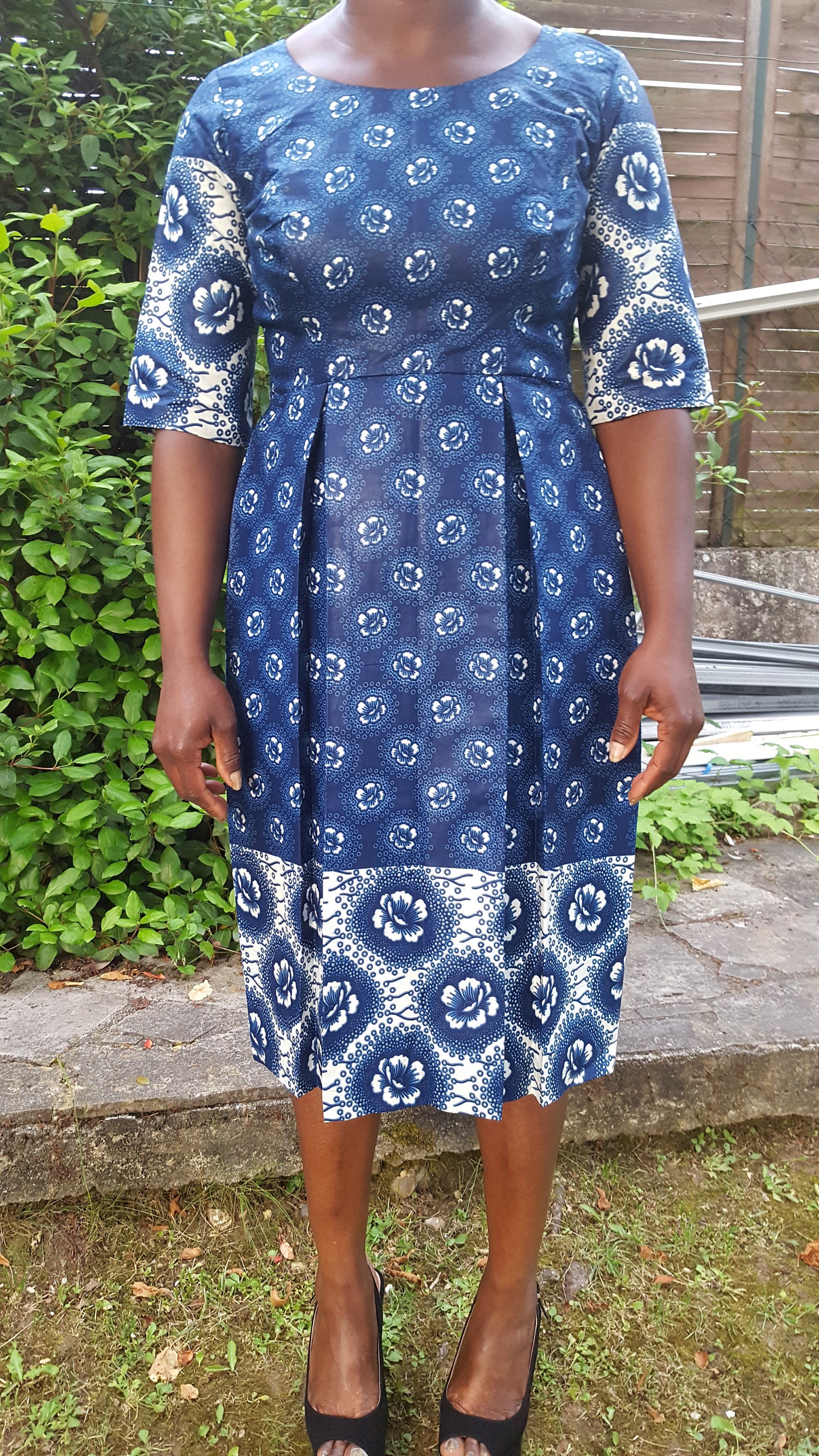Robe wax bleu Robe africaine vêtements africain robe Etsy France