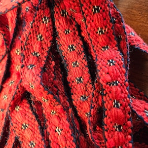 Red Embroidered Trim or Edging - 1/2 in. x 45 feet - Vintage