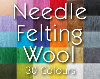 Carded Wool Batts For Needle Felting 5g 10g 20g | 30 Shades Black White Grey Brown Orange Yellow Green Blue Purple Pink Red Skin Tone