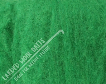 Leaf Green Carded Wool Batts For Needle Felting | 100% Sheep Wool | Needle Felting Wool | Available in Various Colours