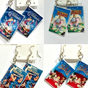 Boucles d'oreilles pendantes légères classiques Disney VHS