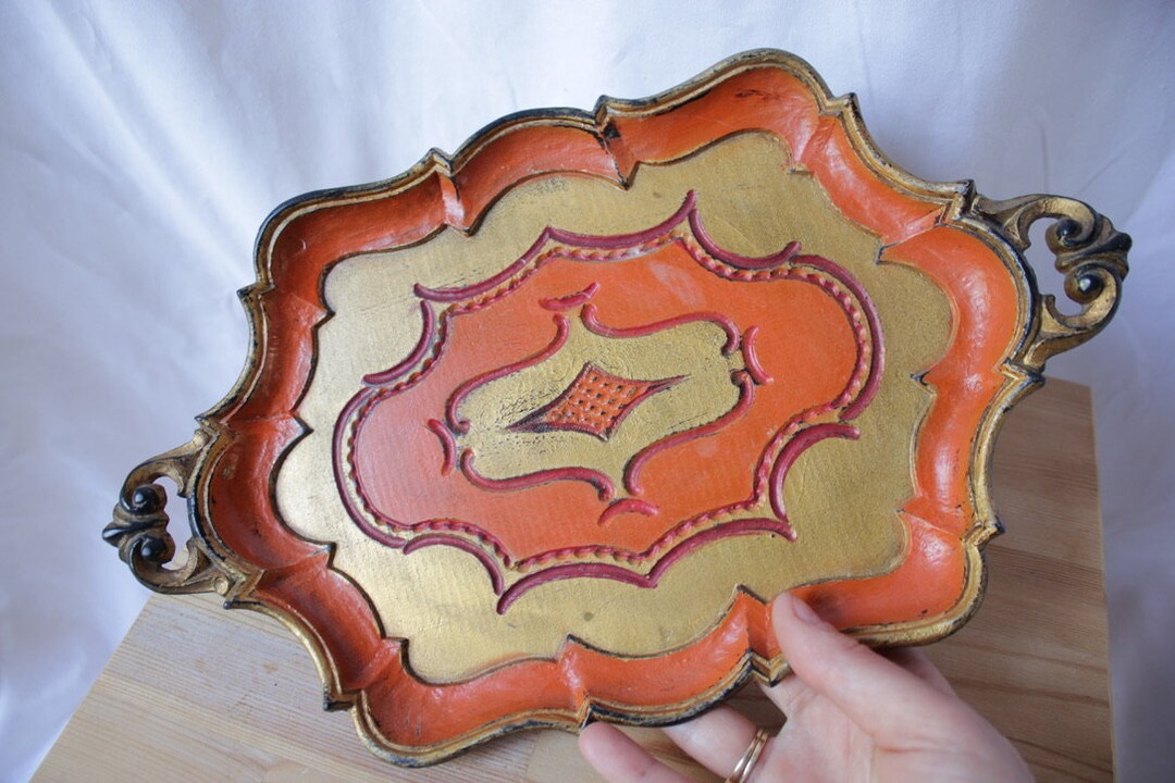 Plastic Tray Made in Italy, Resemble Traditional Florentine, Vintage ...