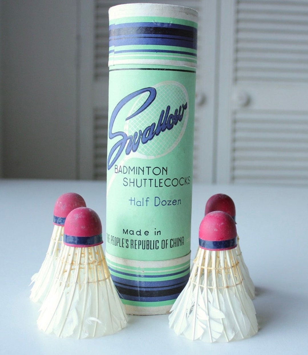 1960 Vintage Swallow Badminton Feather Shuttlecocks Half Dozen