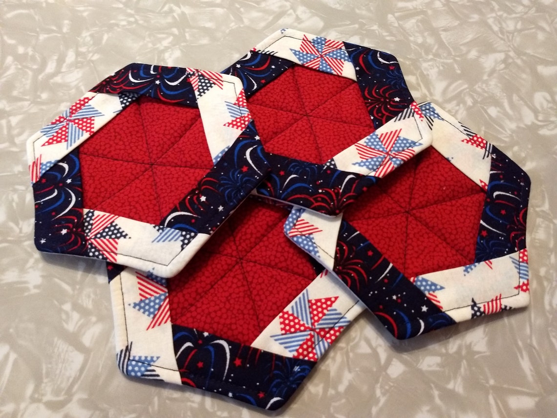 Quilted Coasters Set of 4 Etsy
